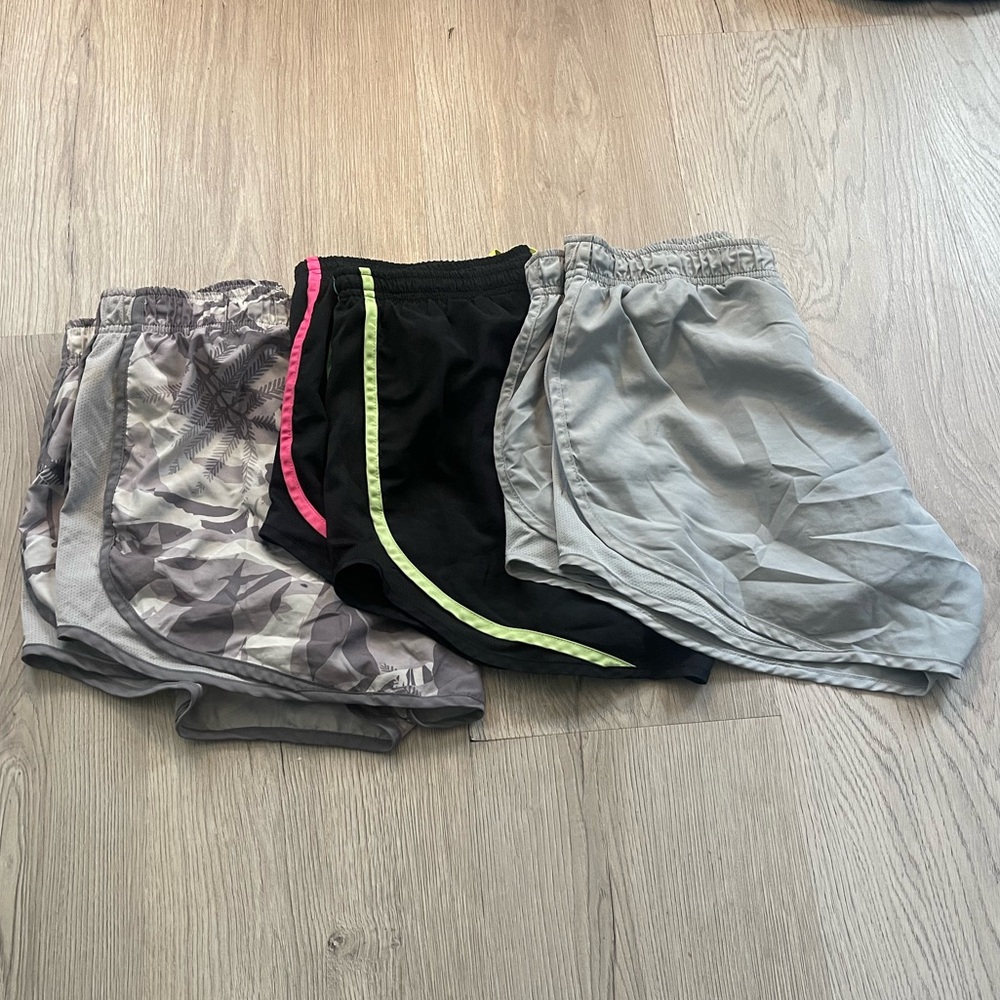 Set of GUC Nike Tempo 3” Athletic Shorts in Gray, Black, and grey Camouflage lot